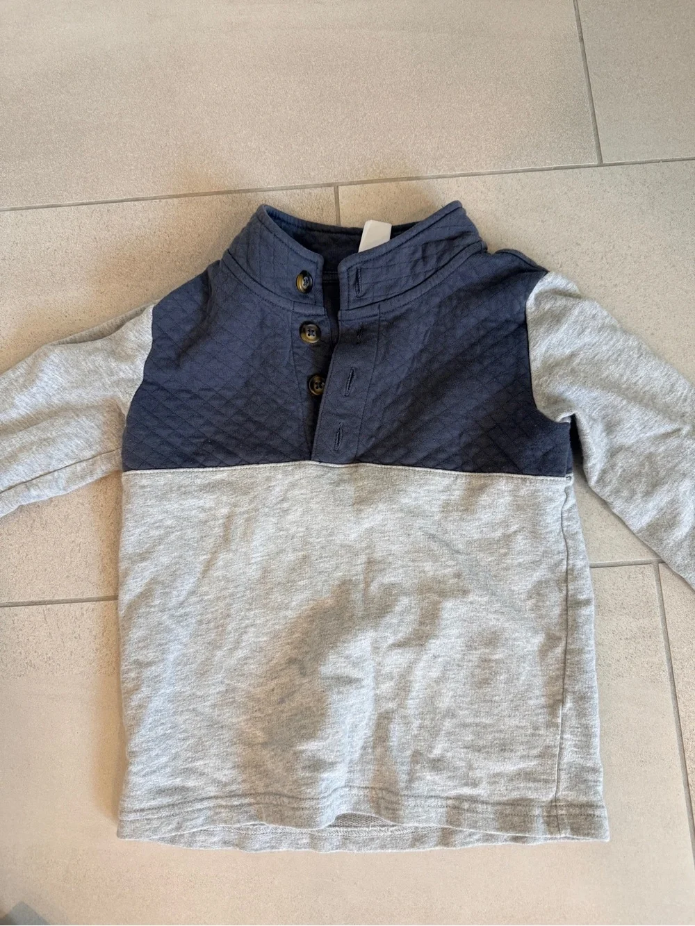 Carter's Navy Quilted Yoke and Light Gray Long-Sleeve Henley